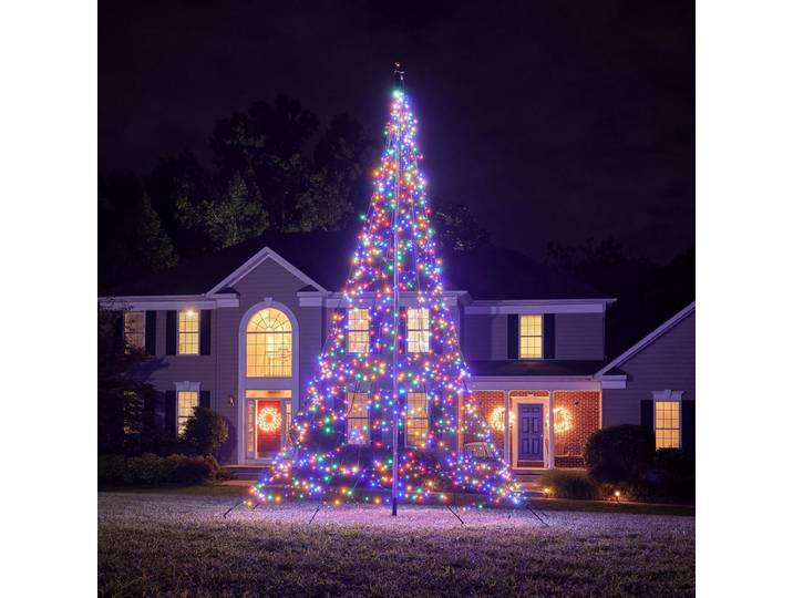 Fairybell vlaggenmast kerstboom - 600 cm - 1.200 gekleurde ledlampjes - exclusief vlaggenmast