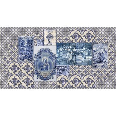 Fototapete LIVING WALLS "Walls by Patel Azulejos 1", beige (grau), B:5m L:2,7m, Vlies, Tapeten, Vlies, Wand, Schräge