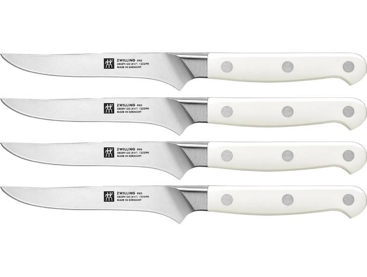 Steakmesser ZWILLING Pro le blanc 4-teilig , weiss (weiß), Edelstahl, Kunststoff, Stahl, Essmesser, Steakmesser