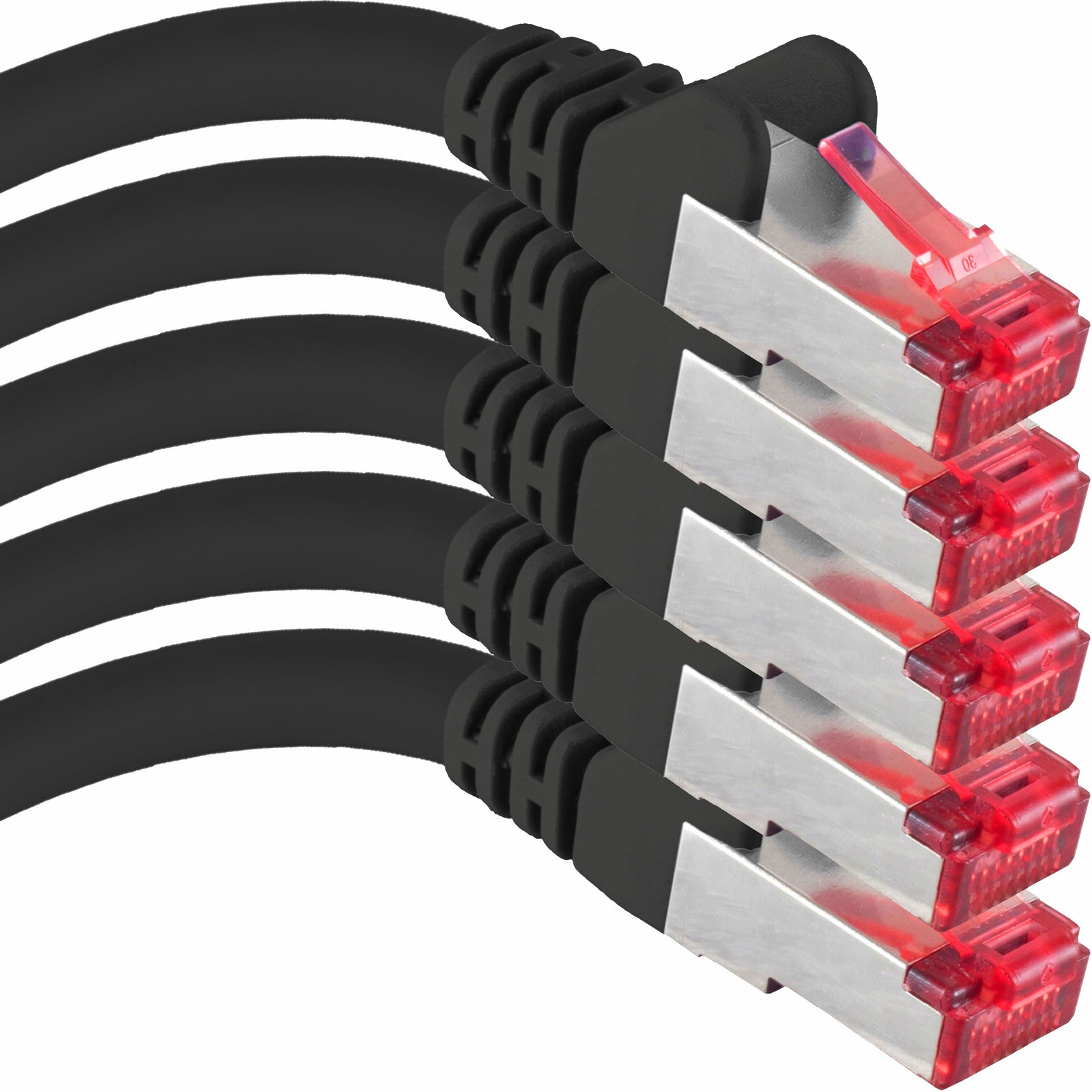 1ATTACK.DE Cat6 Ethernet LAN-kabel RJ45 - 5 stuks - Zwart - 0,25 meter