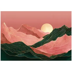 FOTOTAPETE Gebirge Art Deco Rosa 300x210 cm