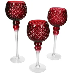 B./2 3tlg Set Windlicht Manou Pink weinrot - 7418800*****Standort: Wa-Raum