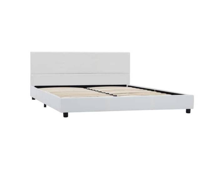 Elégant Lit Double moderne Structure de lit sans matelas blanc similicuir 140x200cm &0_1426043