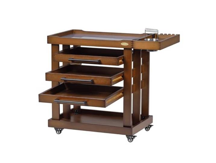 MEEDEN Art Supplies Aufbewahrungswagen: 5-stöckiger Rollwagen aus massivem Buchenholz mit 3 Schubladen – Bastelorganizer auf 4 Rädern - Walnut