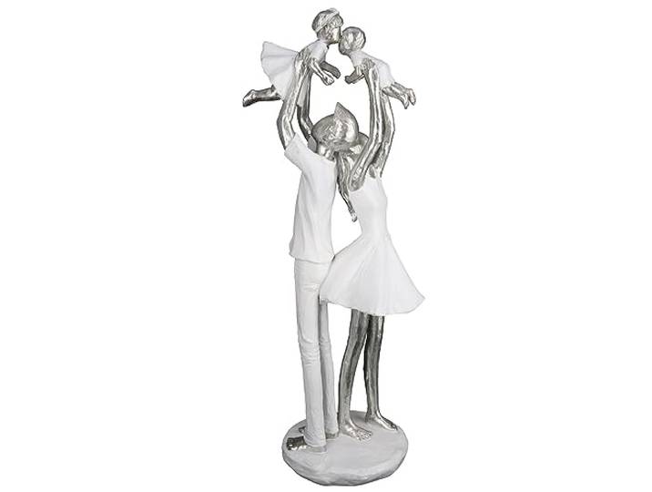 Casablanca Skulptur Familienzeit, Deko Figur Weiß, Kunstharz Statue Wohnzimmer, Büro Dekoration H. 37 cm x B. 15 cm - Moderne Familien Skulpturen, Zusammenhalt Familie