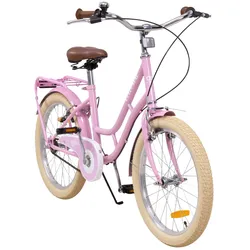 Actionbikes Kinderfahrrad Retrostar 20 Zoll, Rosa, Fahrradständer, Gepäckträger, Sattel gefedert (Rosa)