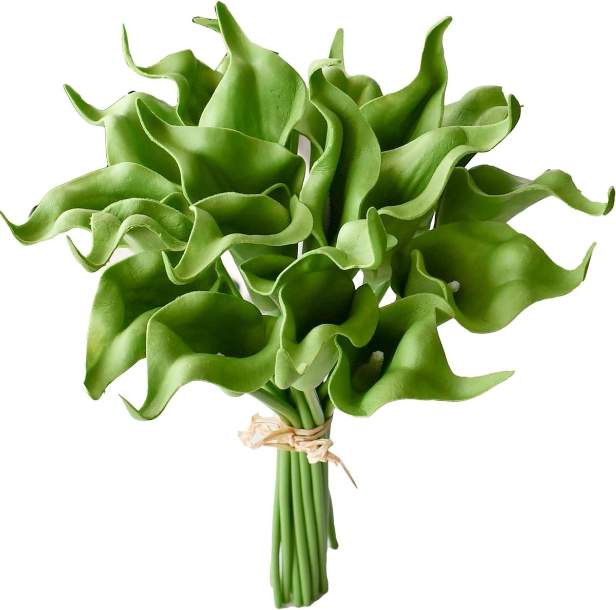 Kunstbloemen Calla Lelies Boeket - 20 Stuks - Groen - Soft-touch PU Woondecoratie