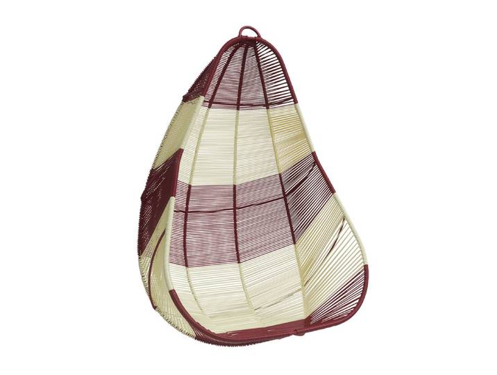 Hängesessel El Colgante Acapulco Design eggshell gelb/granatrot mehrfarbig, Designer Stephanie Thatenhorst + Benjamin Caja, 110x148x72 cm