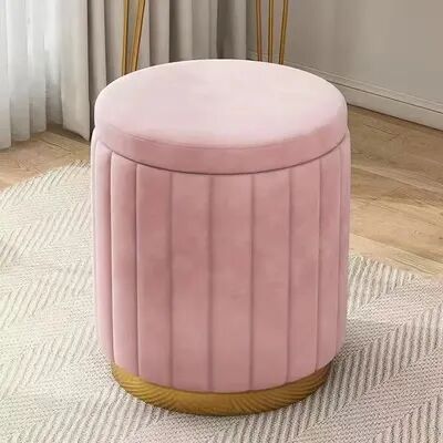 Combo Retail Shop Light Luxury Makeup Stools, Round Vanity Chairs, Sofas, Bedroom Side Storage Bench pink Storage Capacity