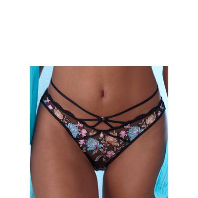 String VIVANCE, Damen, Gr. 36/38, schwarz (schwarz, multicolor), Spitze, Obermaterial: 85% Polyamid, 15% Elasthan, Unterhosen String, aus bunter, floraler Spitze mit Bänder-Optik