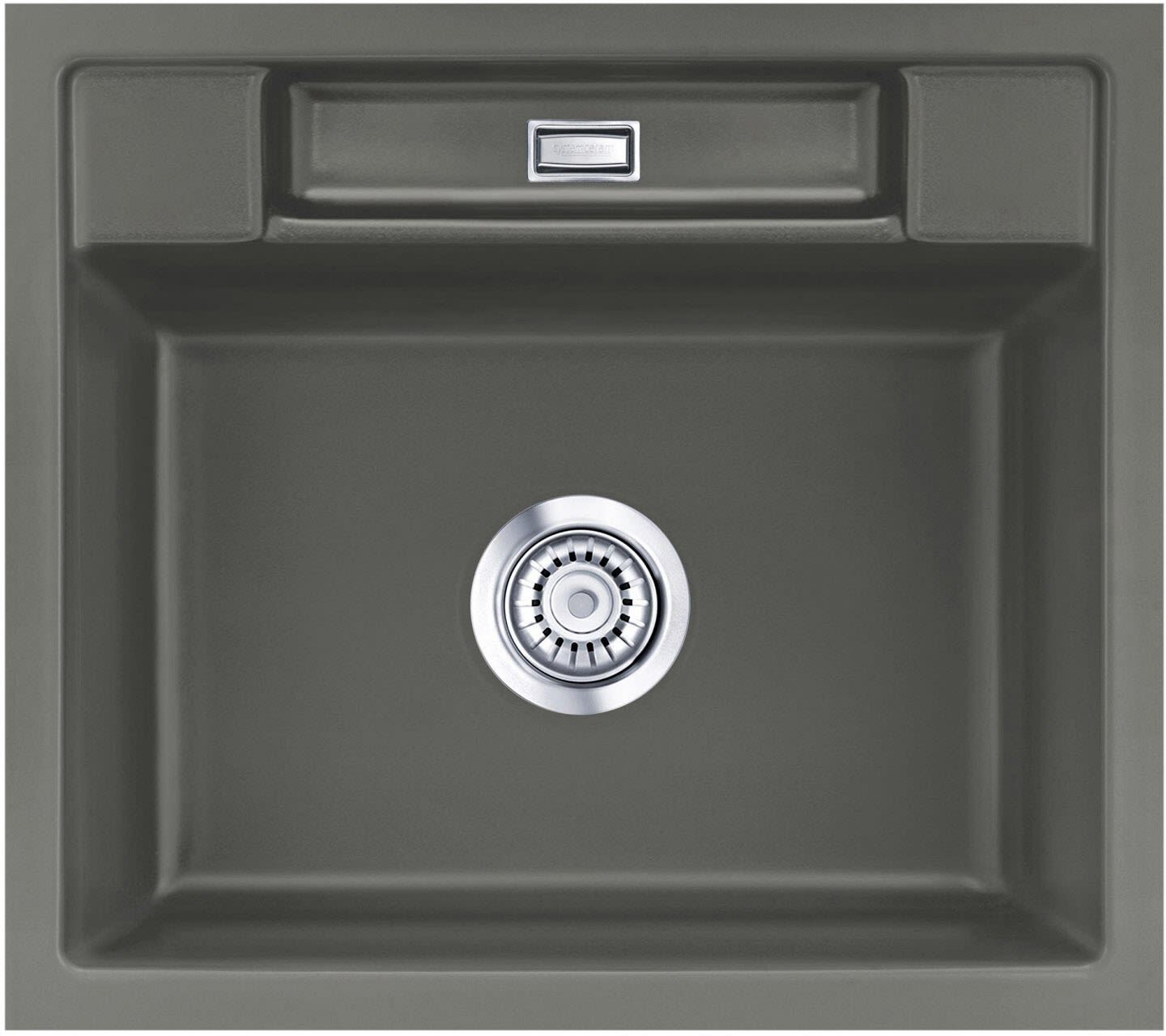 Systemceram Keradomo Bela 57 F Spüle für flächenbündigen Einbau mit Excenterbetätigung, ohne Hahnlochbohrung, Küchenspülen, 551602-80, lava - B: 55,1 T: 48,6 H: 20 cm - lava