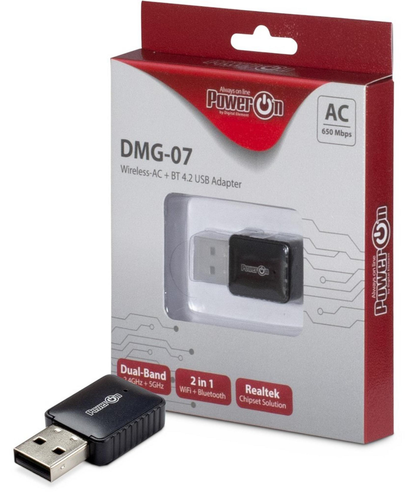 Inter-Tech DMG-07 Wi-Fi 5 + Bluetooth 4.2 USB Adapter Stick 650Mbps
