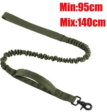 Uplift Essentials Heavy Duty Tactical Bungee Dog Leash Reflective Shock Absorbing Lead With Car Seatbelt short Green