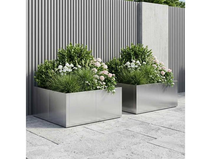 vidaXL Stützmauer 4 Stk. 100 x 100 x 50 cm Edelstahl Silber