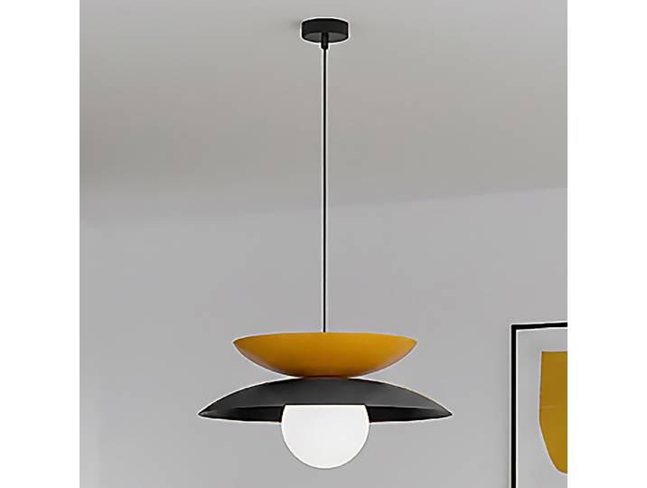 Pendelleuchte Nagoya 41 x 140 x 41cm Schwarz/Schwarz/Gelb Glasart: Opalglas Material: Glas, Metall Metallart: Stahl Oberfläche Metall: