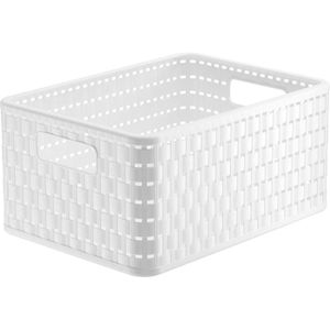Rotho Aufbewahrungskorb Country A5+, 11L, 32,8 x 16 x 23,8 cm, Kunststoff, weiß