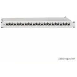 Rutenbeck 23510305 PoE+-Patchpanel Midspanlösung 24 x RJ45-Steckbuchsen Direktmontage 19 Zoll/1 HE lichtgrau (ähnlich RAL 7035)