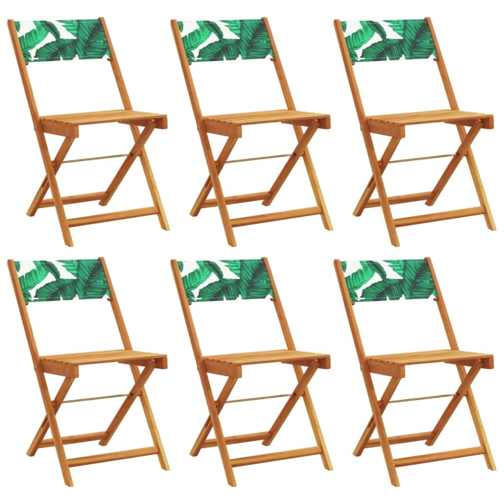 Klappstühle, 6 Stück, grüner Stoff und Massivholz