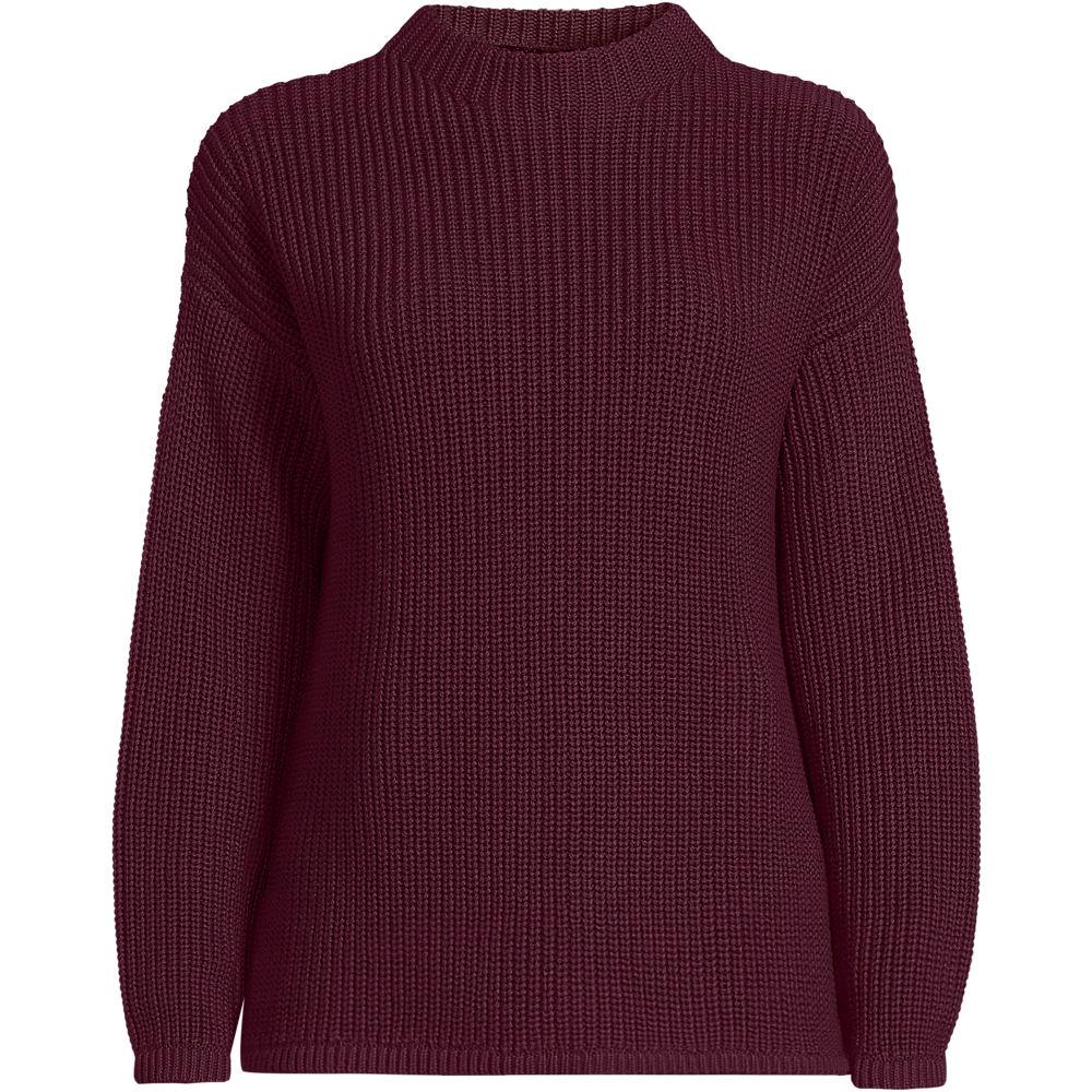 Drifter Rippstrick-Pullover mit kurzem Stehkragen, Damen, size: regular, Rot, Baumwolle, by Lands' End
