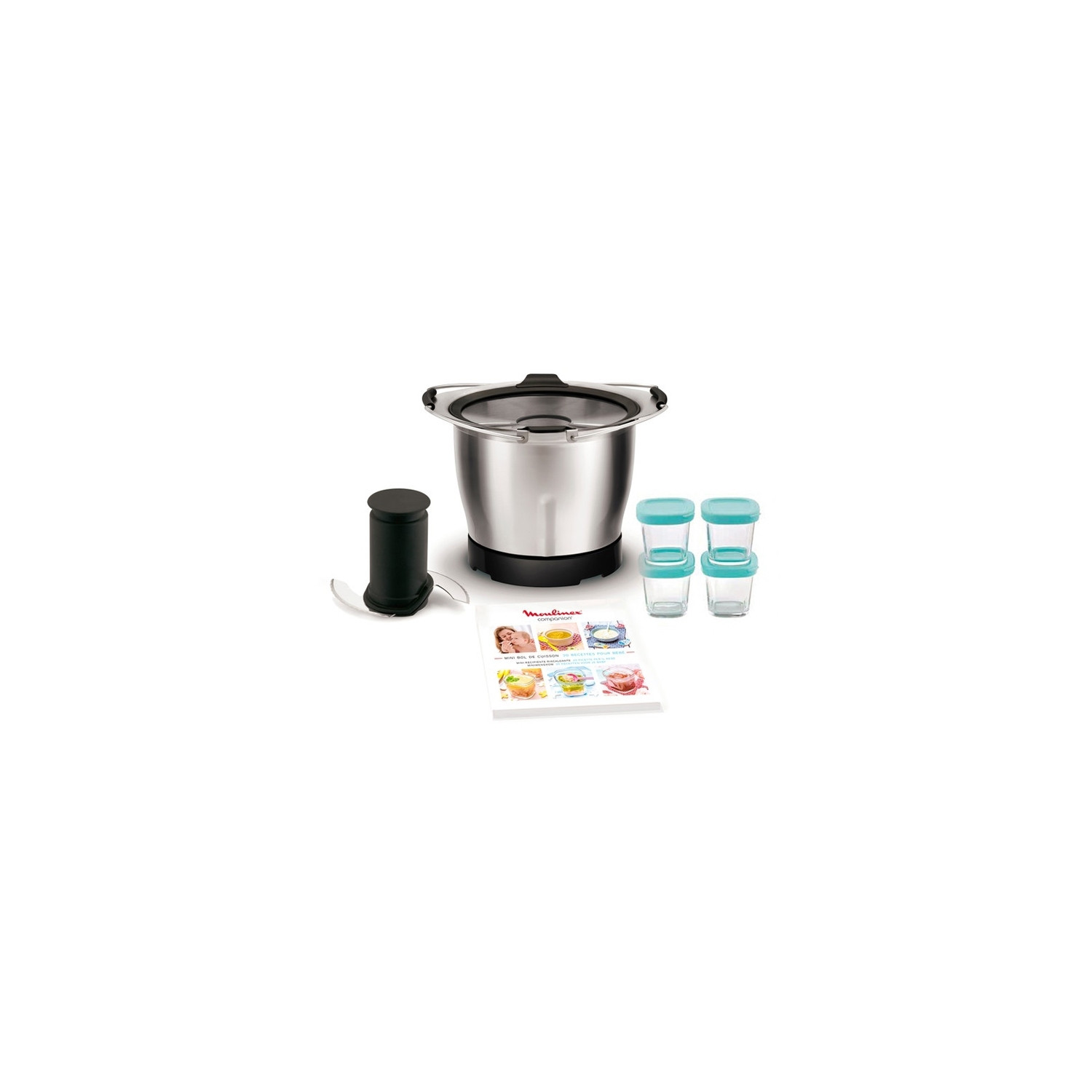 Moulinex XF387E10 Mixer 0,8 liter Zwart van Roestvrij staal en Glas voor Companion HF800, i-Companion en Companion XL