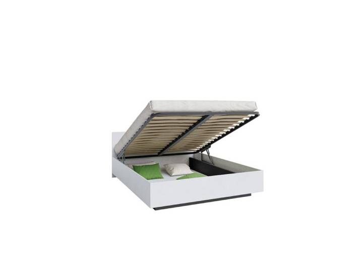 Lit coffre Perou 160 x 200 cm avec sommier à lattes relevable Blanc