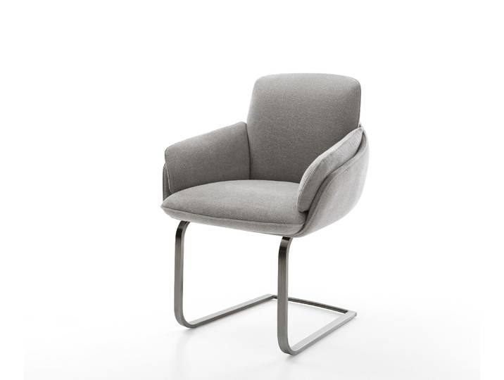 Freischwinger Luan-Flex mit Armlehnen Strukturstoff Soft Grau Freischwinger flach Graphit, Esszimmerstühle