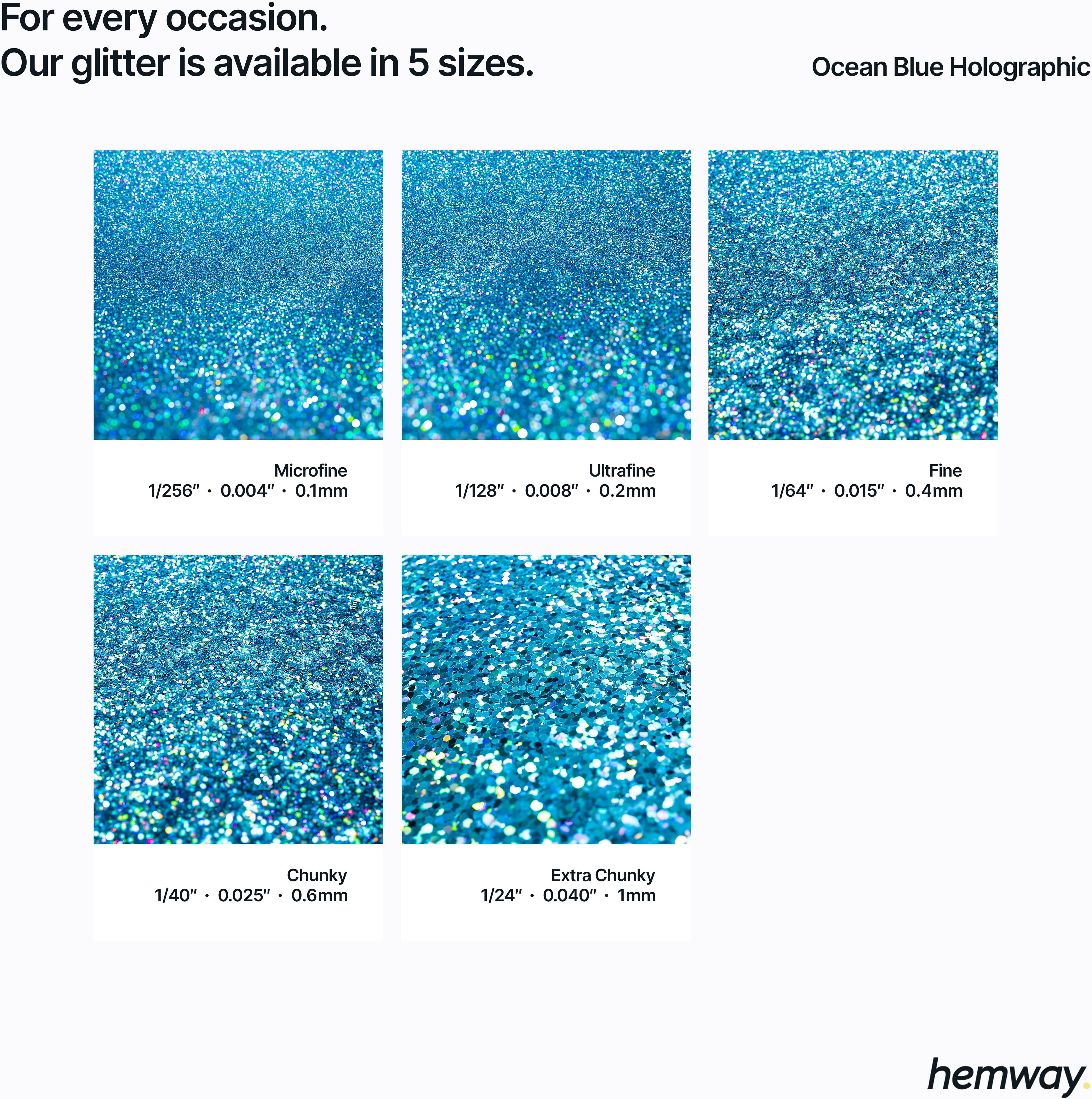 Hemway Automotive Glitter 100g / 3.5oz   Ocean Blue Holographic   Metal Flake Custom Spray Painting - Ocean Blue Holographic - Fine 100g