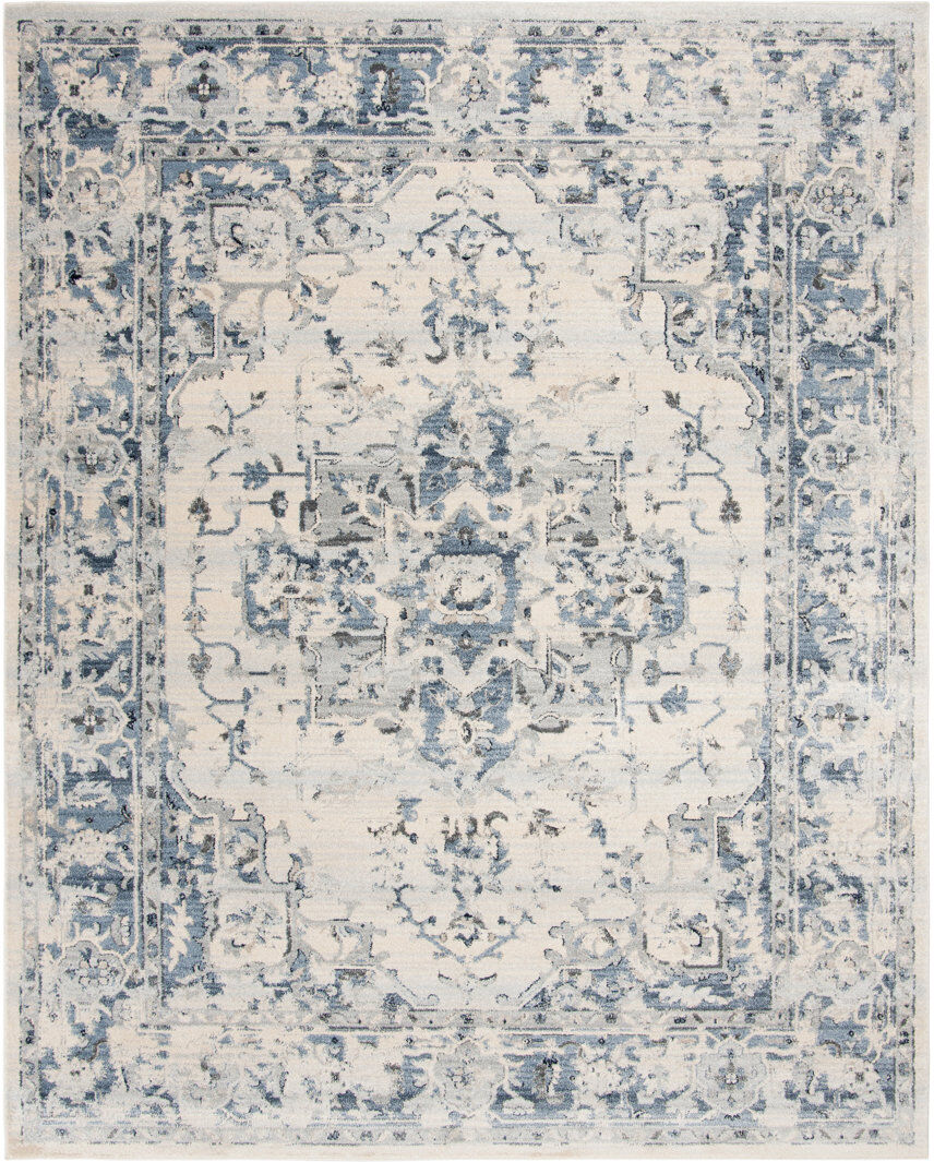 Borough Wharf Charleston Oriental Area Rug In Ivory / Navy Navy;Ivory Runner 235 x 305cm