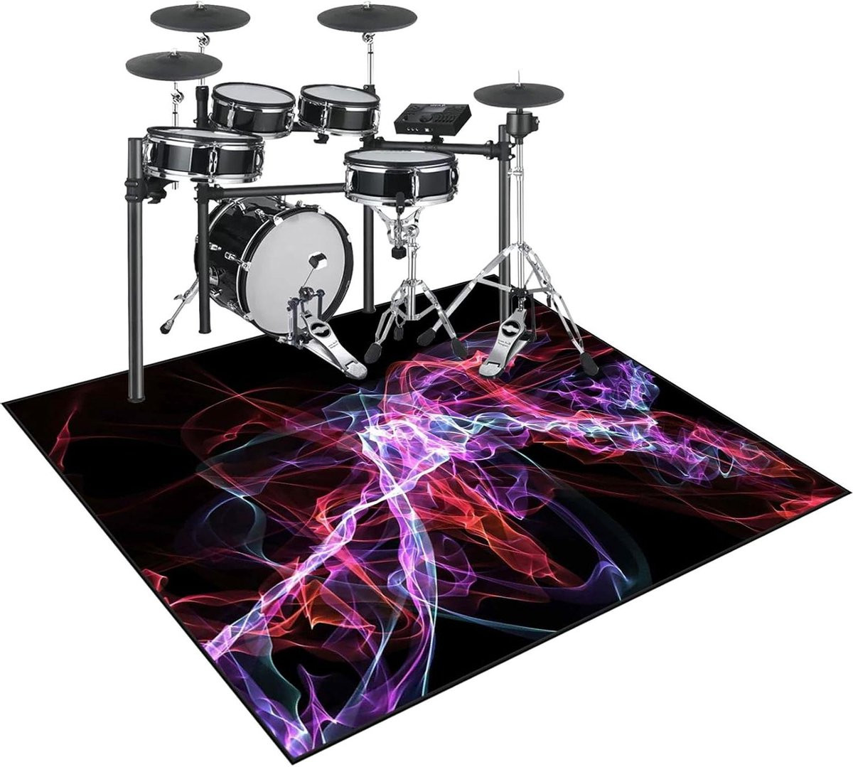Geluiddichte Drummat - Zwart Oefenpad van Polyester - B/D: 200 x 180 cm