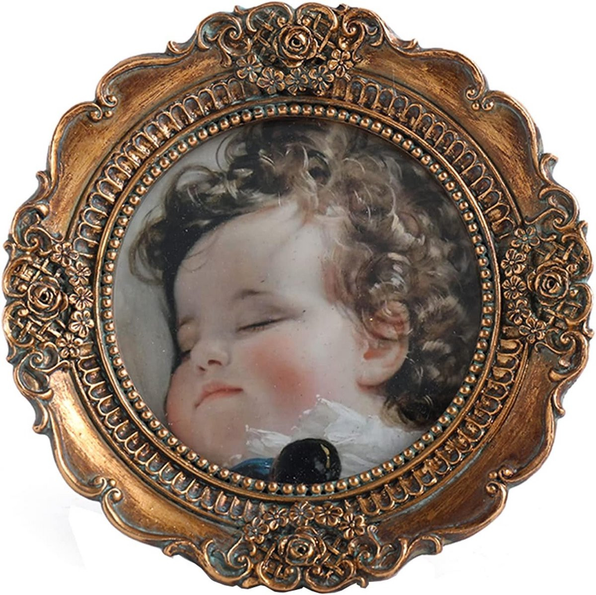 Vintage ronde fotolijsten 3x3 - antieke mini fotolijsten voor collage en muurdecoratie