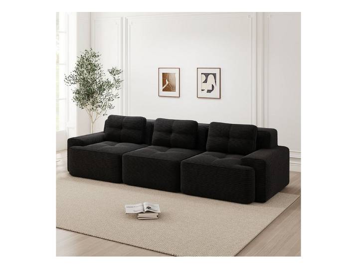 Odikalo Sofa Boneless Modulares Sofa kombinierbar Polstersofa Schlafsofa, Cloud Modulsofa Boneless Sofa, Modulares Ecksofa, Überdimensionales Modulares Cloud-Sofa, Bequeme Corduroy-Cloud-SofaSofas, 3-Sitzer Tiefsitz Sofa für Wohnzimmer, Montagefreies Sofa