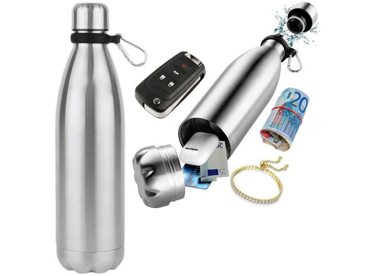 Doppelwandige Trinkflasche mit Geheimversteck, 400ml, aus Edelstahl
