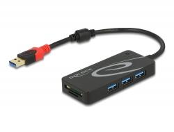 DeLOCK Externer USB 3.2 Hub USB Type-A zu USB Type-A / 2 Slot Card Reader 62899