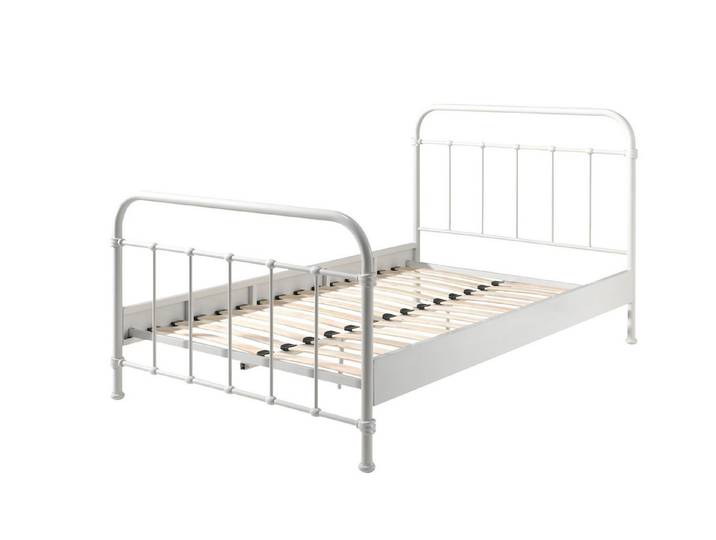 58 aufm Kessel Bettgestell Metallbett Karlyn 210x129x111 Einzelbett Kinderbett Metall Weiß (inkl. Versand, Lieferung bis Verwendungsstelle), Liegefläche 120x200, stabile Metallkonstruktion, inkl. Lattenrost