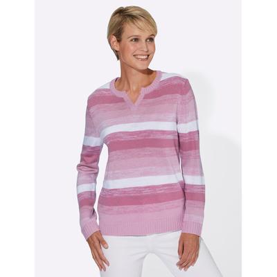 Strickpullover CLASSIC BASICS "Pullover", Damen, Gr. 40, rosa (altrosa, gemustert), 100% Polyacryl, gemustert, gestreift, Pullover Strickpullover