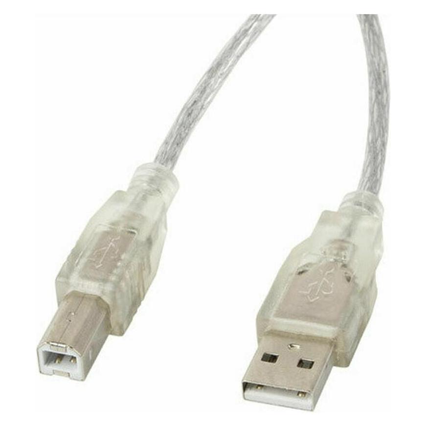Lanberg CA-USBA-12CC-0018-TR USB Kabel 1,8 m 2.0 USB B Transparent (1.80 m, USB 2.0) (CA-USBA-12CC-0018-TR)