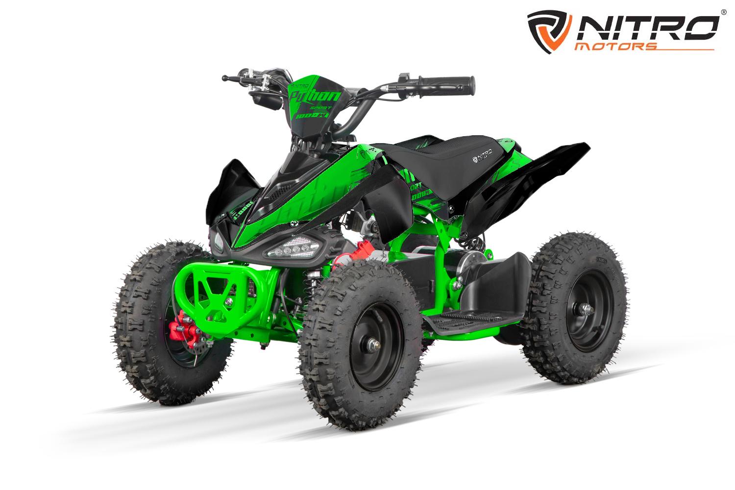 Nitro Motors Eco Python Sport Elektroquad 1000W 36V 6 Zoll 3-Stufen Kinderquad Grün