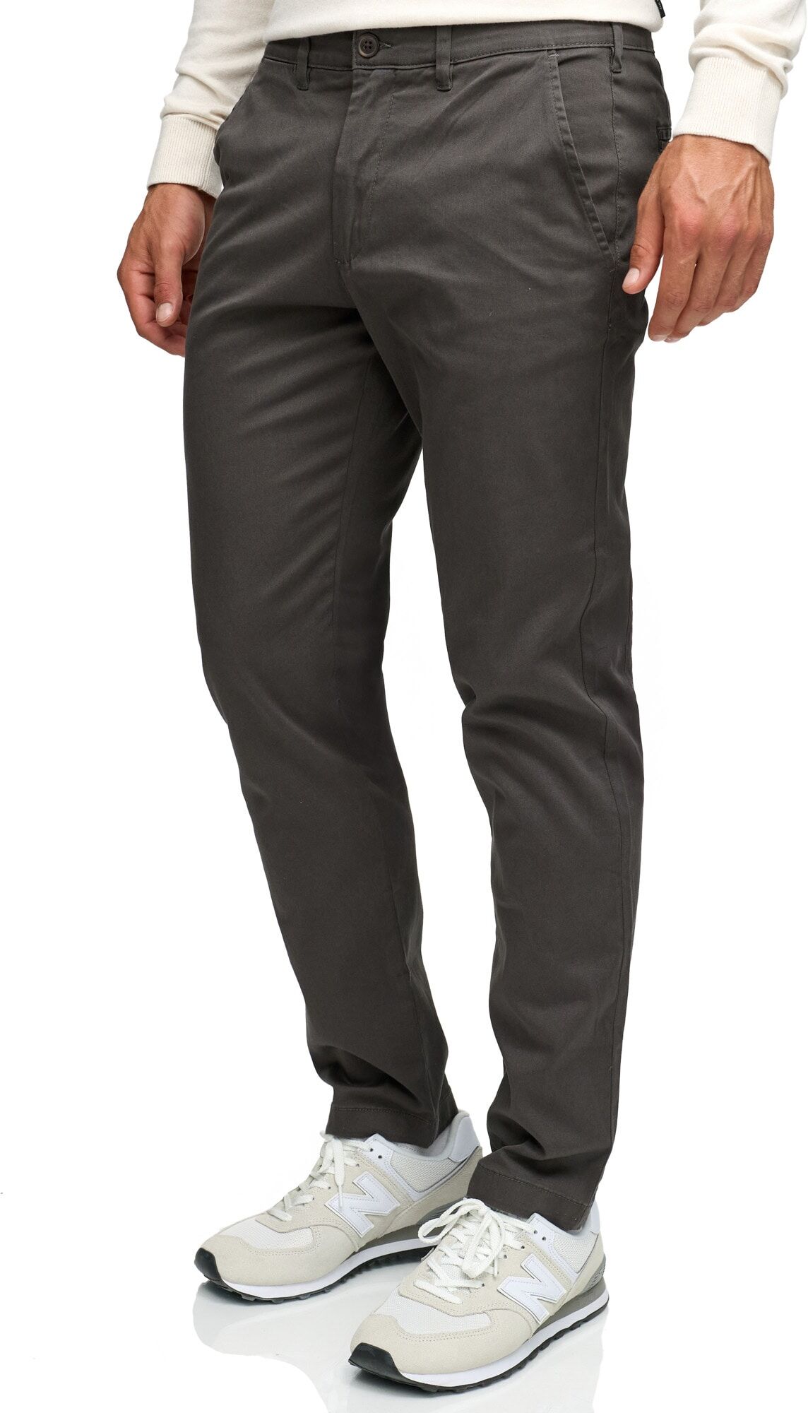 Chinos INDICODE "INRafle", Herren, Gr. 28, Länge 32, grau (raven), Web, Obermaterial: 98% Baumwolle, 2% Elasthan, unifarben, regular fit lang, Hosen Chinos raven 28, Länge 32
