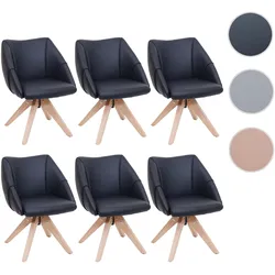 6er-Set Esszimmerstuhl HWC-Q52, Küchenstuhl Drehstuhl Polsterstuhl Esstischstuhl, drehbar Holz Kunstleder ~ schwarz