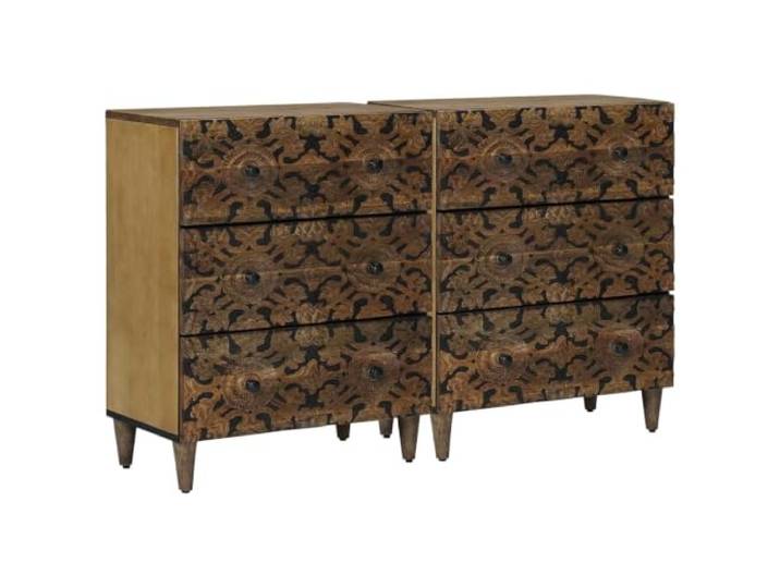 VIHHQGC Sideboard 2 Pack 60 x 33,5 x 75 cm Solid Mango Wood Brown Stauraum mit Schubladen, Knopfgriffe, vielseitig nutzbar, robustes Mangoholz, einfache Reinigung