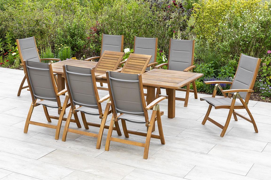MERXXHANDELS Acapulco Set 9tlg 8x Klappsessel 1x AZ-Tisch 16909209