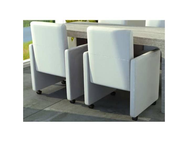 HGPOTUY Esszimmerstühle 2 STK. Weiß Kunstleder Ergonomisches Design, Rollen, Belastbar bis 110 kg, Moderner Stil