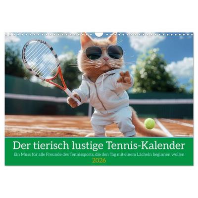 Der tierisch lustige Tennis-Kalender (Wandkalender 2026 DIN A3 quer), CALVENDO Monatskalender
