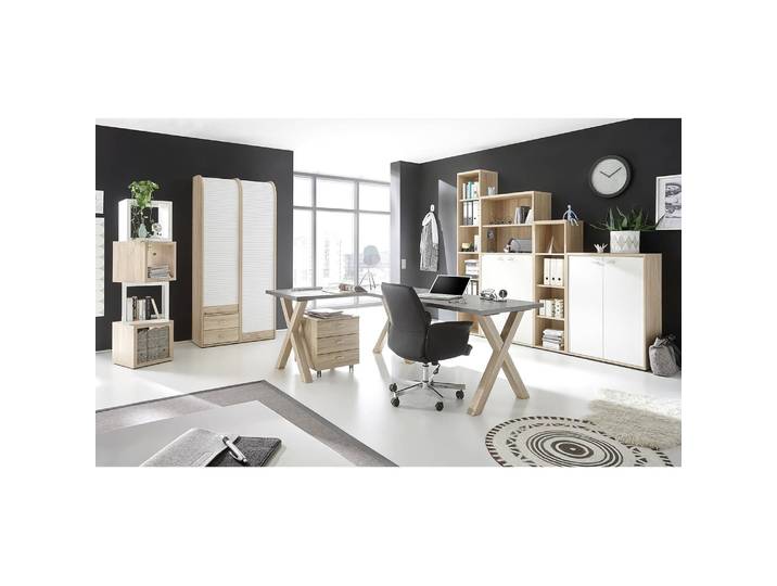 Étagère de bureau Leeton II Panneau aggloméré plaxé Marron/Imitation chêne de San Remo clair 145cm