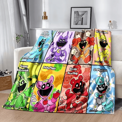 Inspire Curations Smiling Critters Cartoon Soft Flannel Throw Blanket p5 200x150cm 80x60in S
