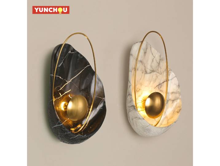 Applique murale moderne en résine en forme de coquille, LED créative pour chevet, fond TV, couloir, décoration nordique pour la maison