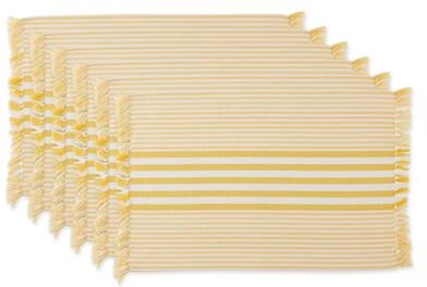 DII Grass Green Stripes With Fringe Placemat (Set of 6)