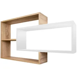 Wandregal Natur/Weiß Bücherregal Holz Hängeregal Schweberegal