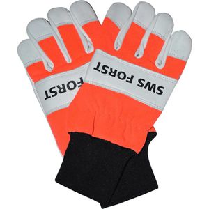 SWS Kettensägenhandschuhe Forsthandschuhe, Schnittschutzklasse 1, Kuhleder, Größe 10/XL