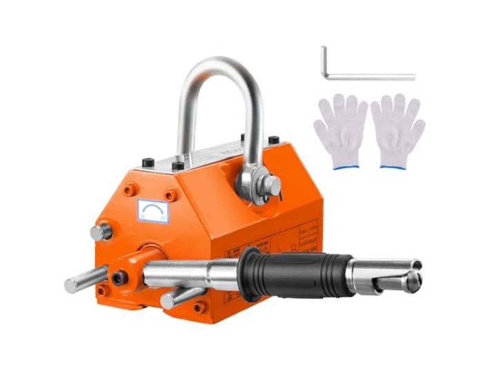 VEVOR Lasthefmagneet kraanmagneet (1000 kg draagvermogen, 2500 kg trekkracht, -40 tot 80 ℃), 12 stuks magneten handgestuurde vorkheffen, magneetlifter, magneetlifter, geel, neodymium lifting, magneet